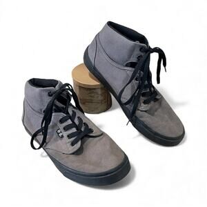 HARLEY DAVIDSON WRENFORD Mens Sz 9.5 Gray Canvas Lace Up Sneaker Shoes Moto Wear